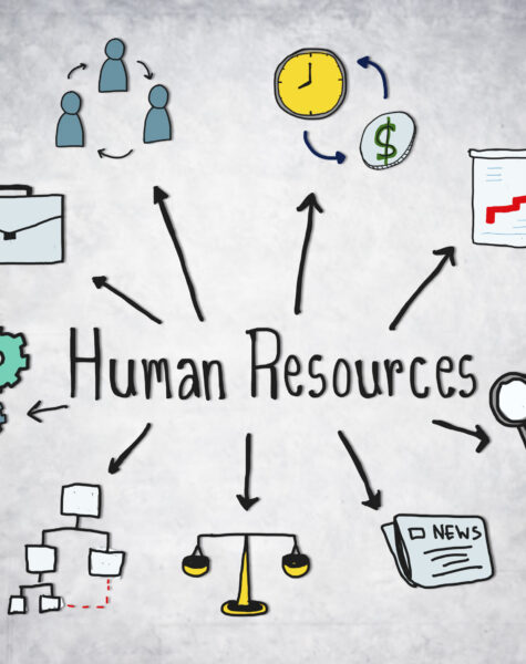 Human Resources Symbols on Concrete Background