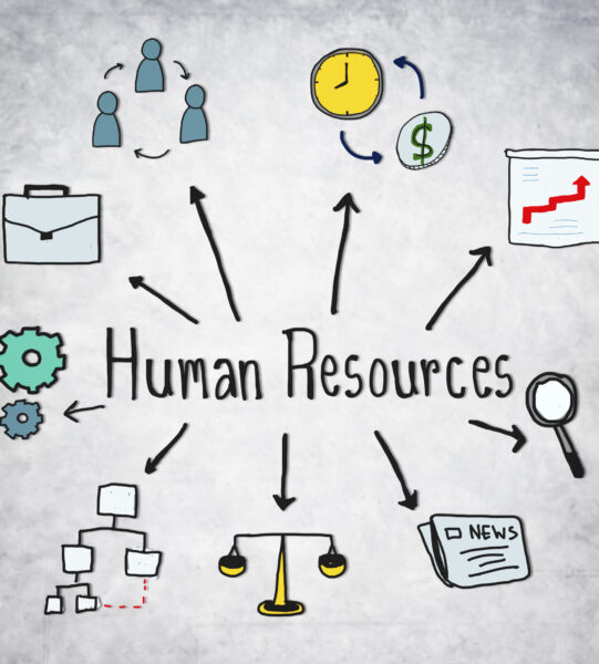 Human Resources Symbols on Concrete Background